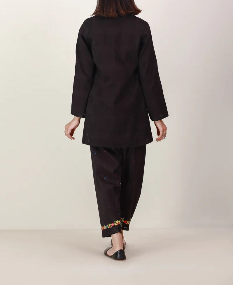 Black Embroidered Pajama & Kurta Set