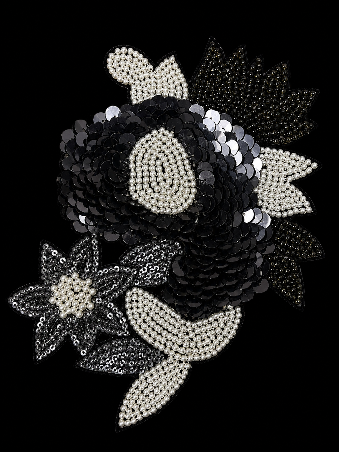 Black embellished longline blazer jacket for women with handcrafted floral sequin embroidery.