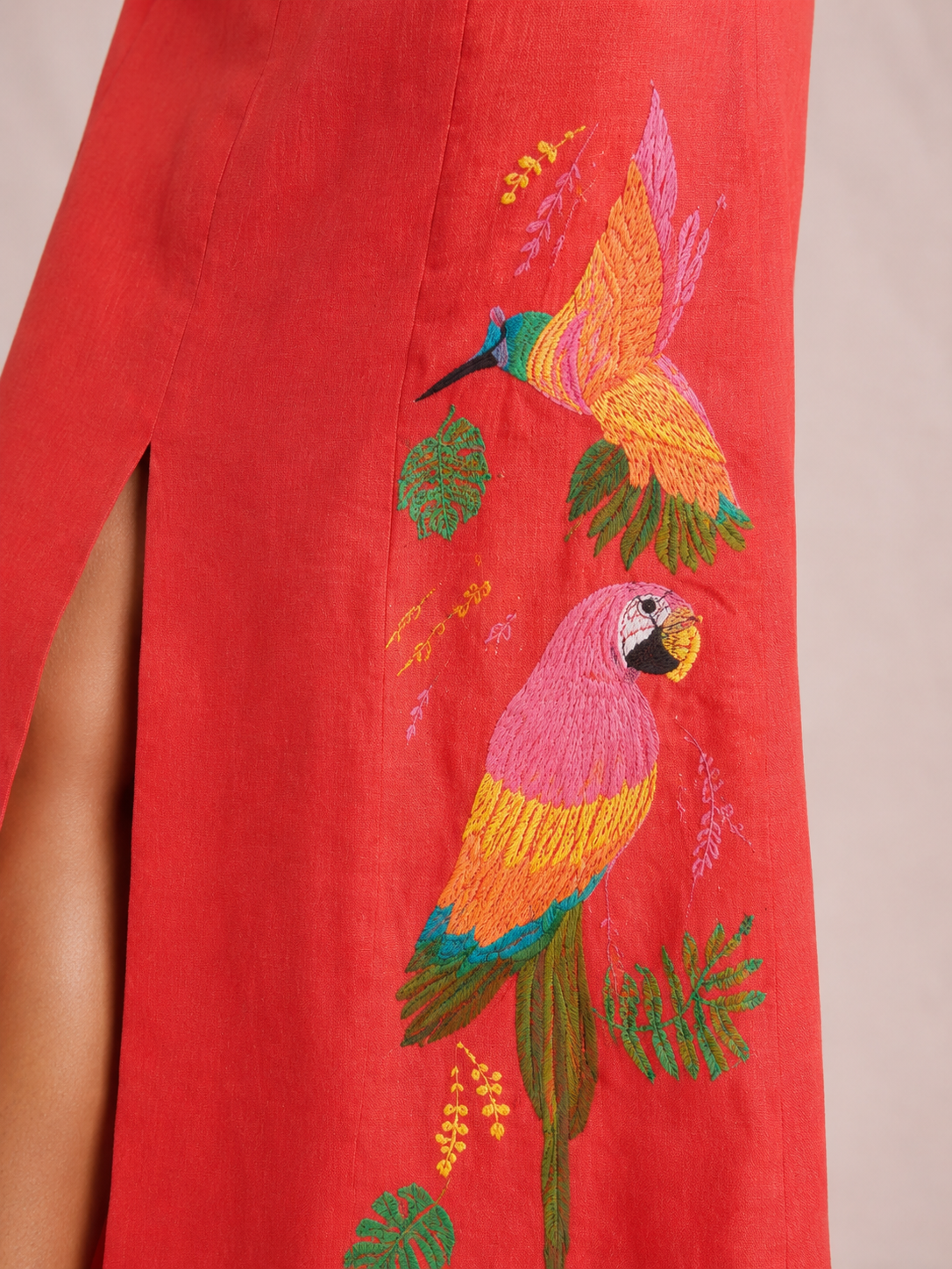 Tropical Ember Embroidered Maxi Dress