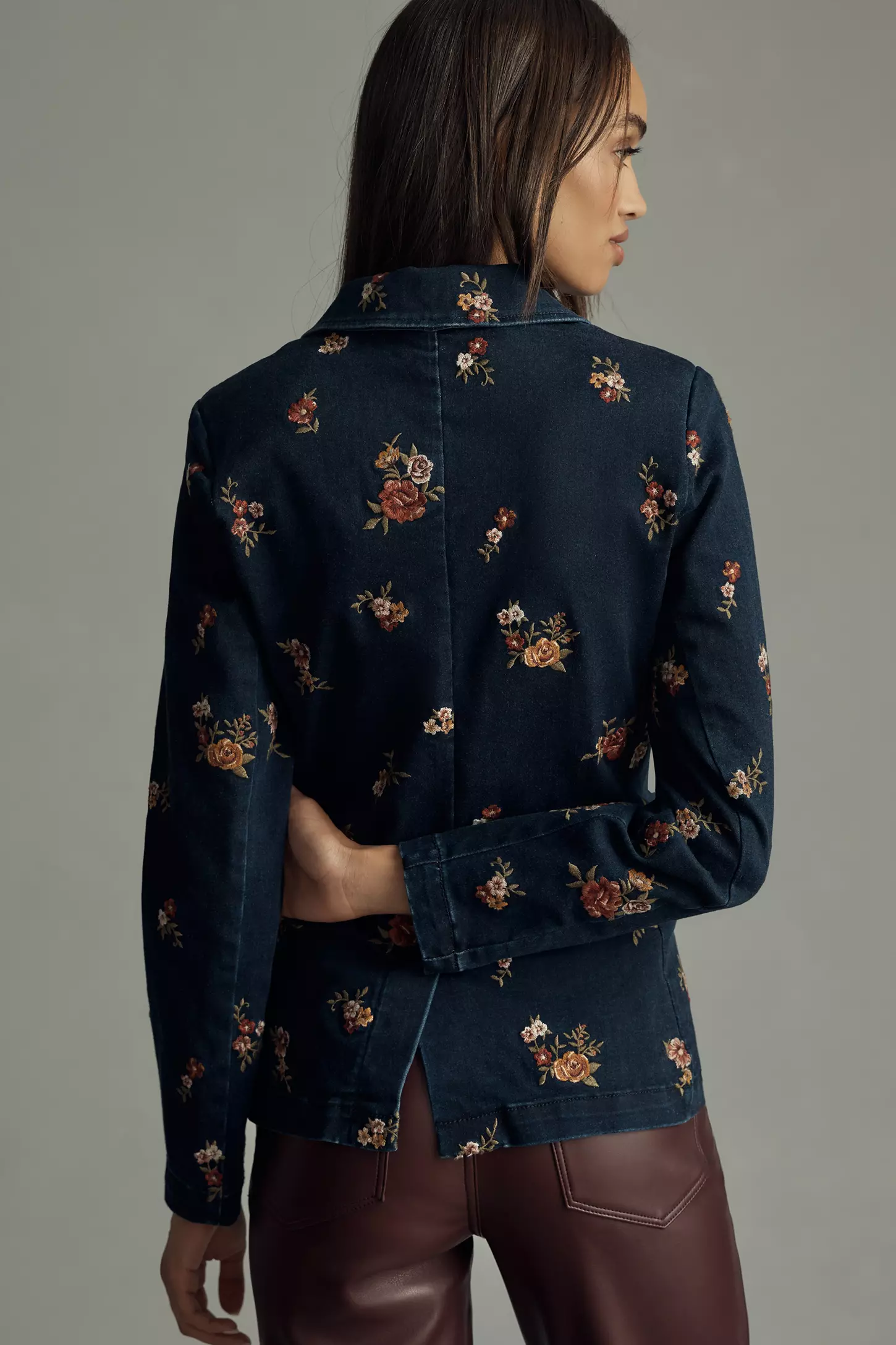 Flower Embroidered Denim Jacket