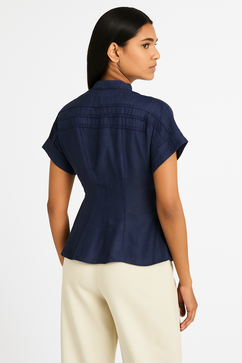 Navy Textured Blouse