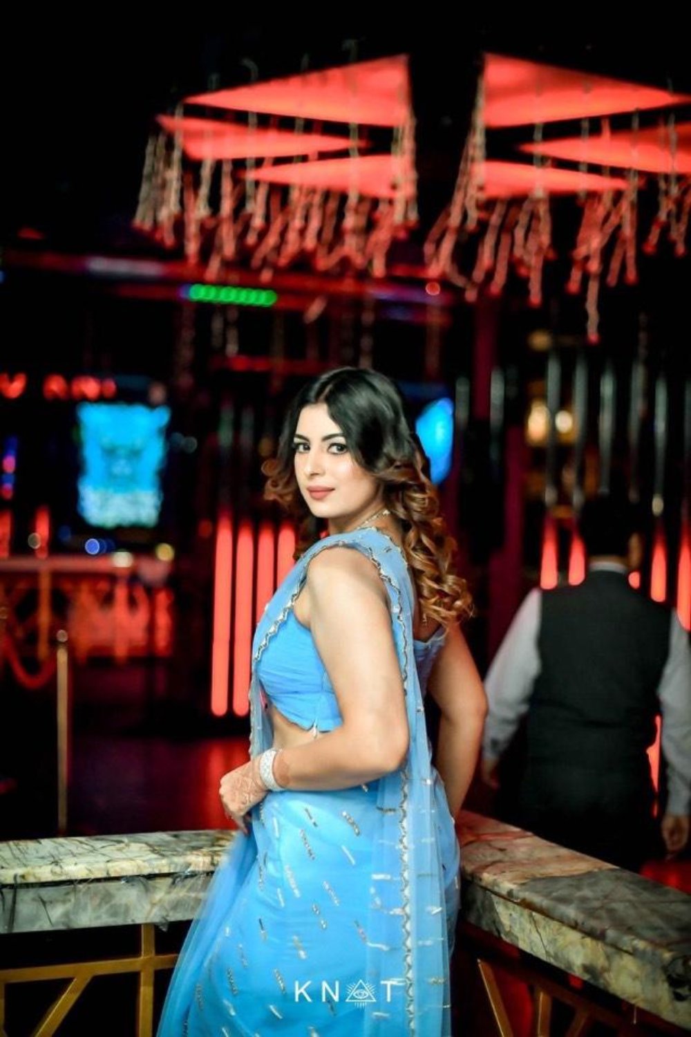 Powder Blue Sheer Saree with Embellishments