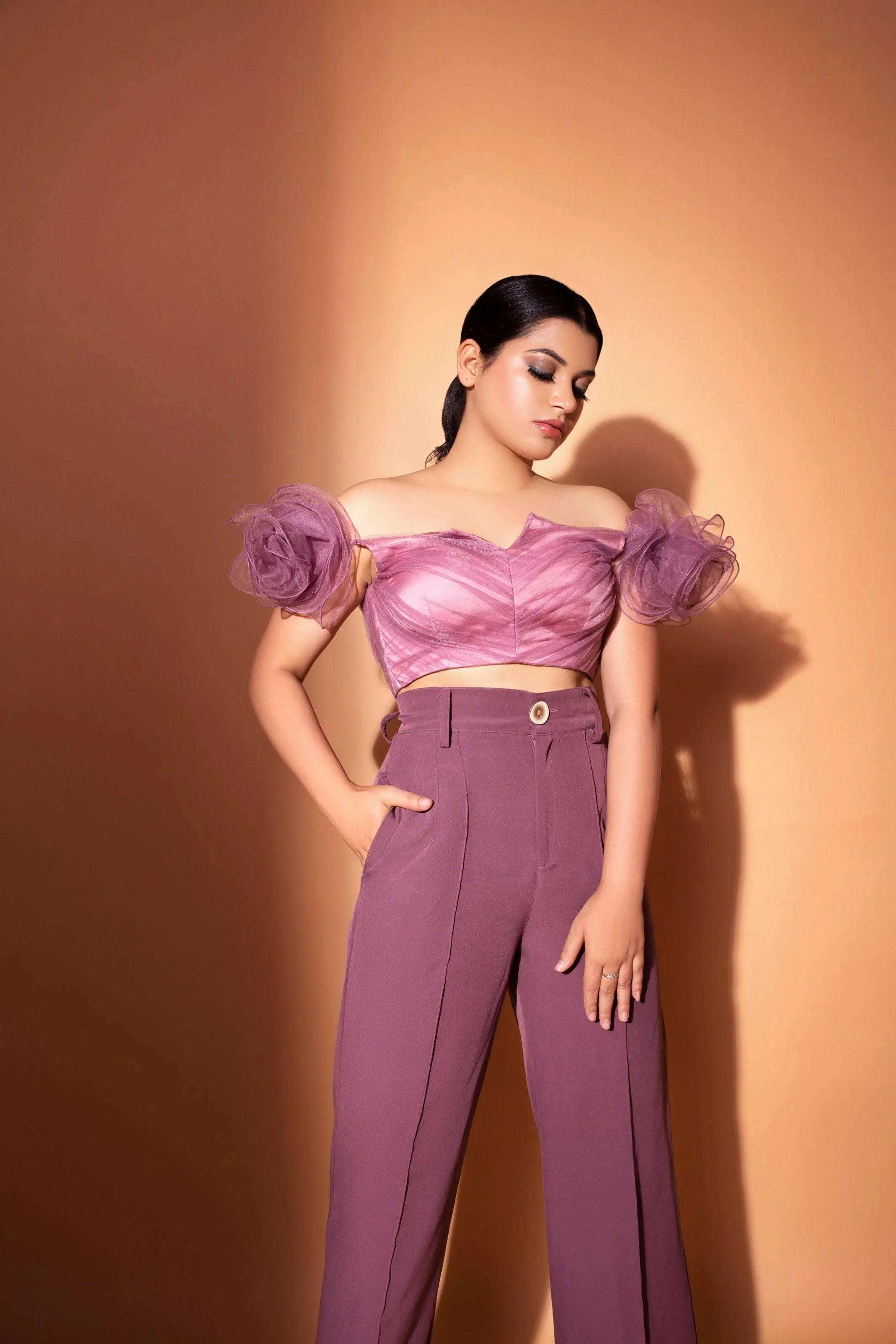 Tulle top with palazzo pant