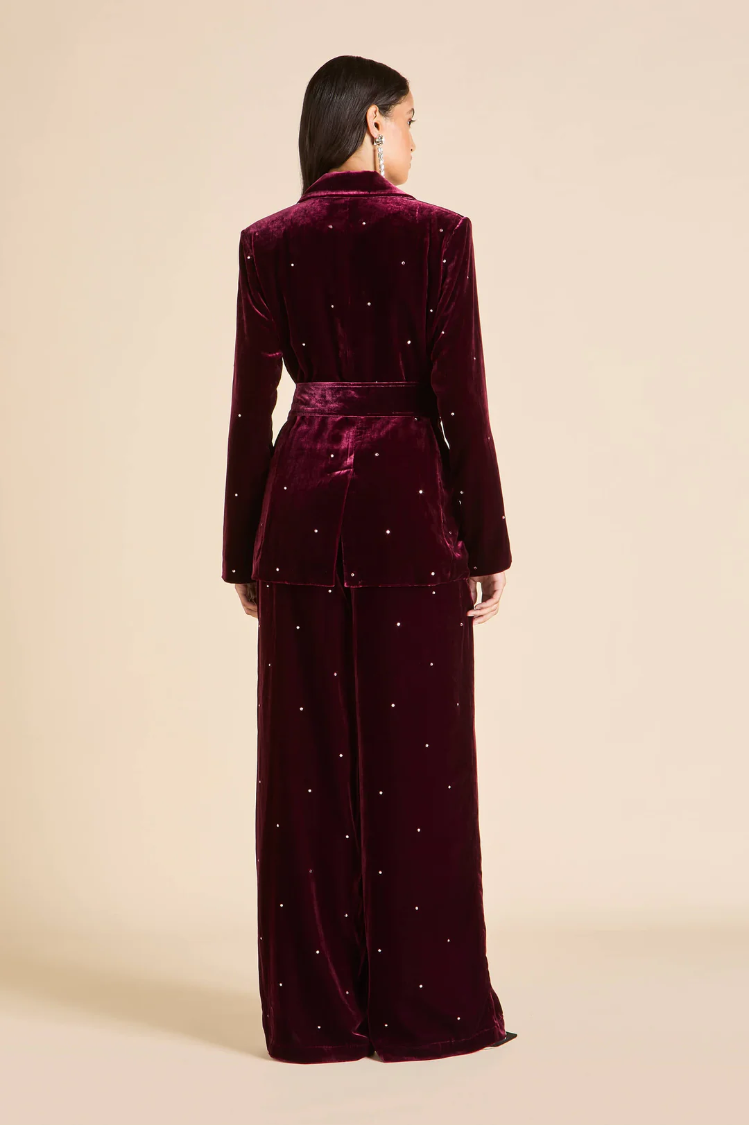 Glint Red Silk velvet paint suit