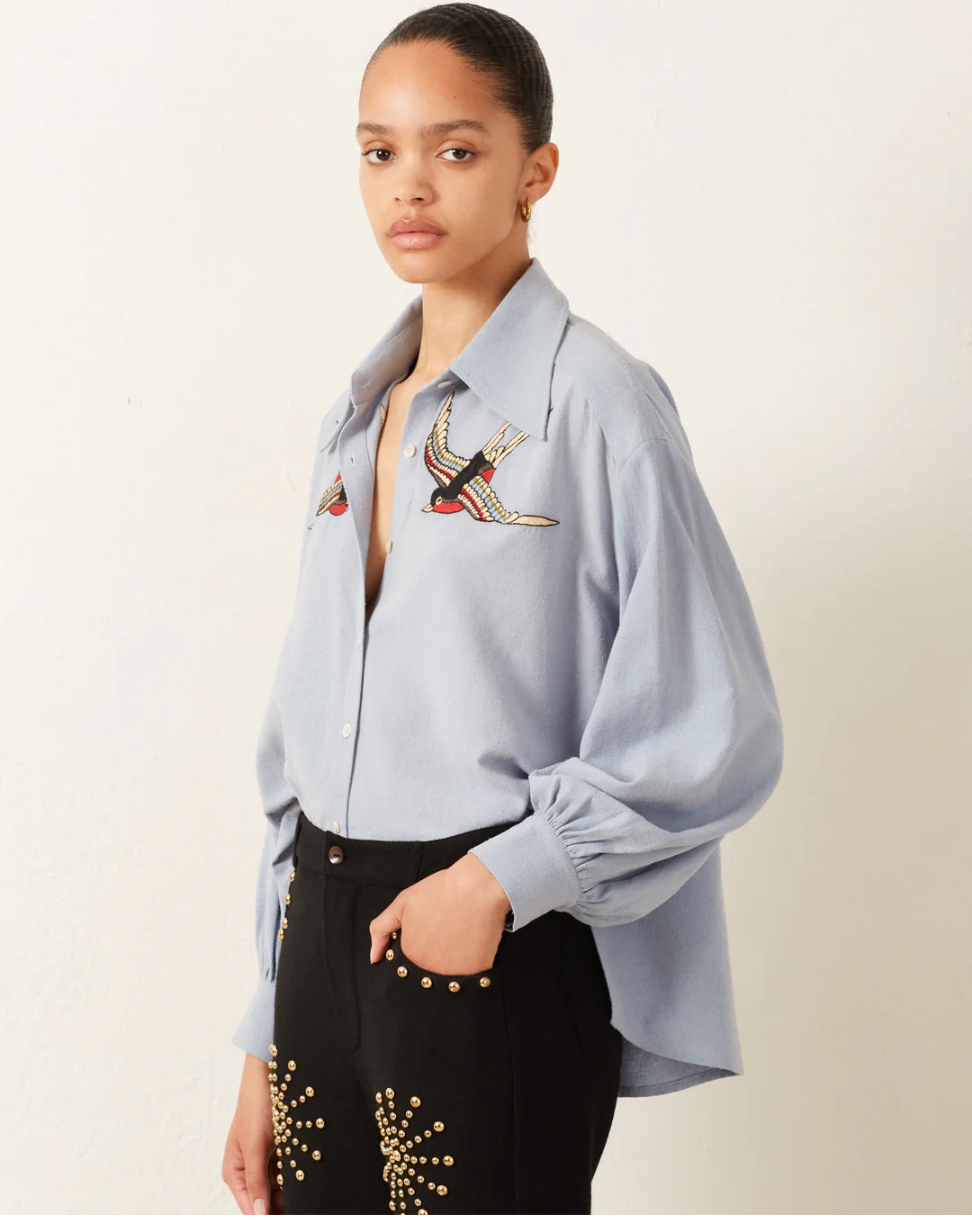 Bluebird Embroidered Oversized Shirt