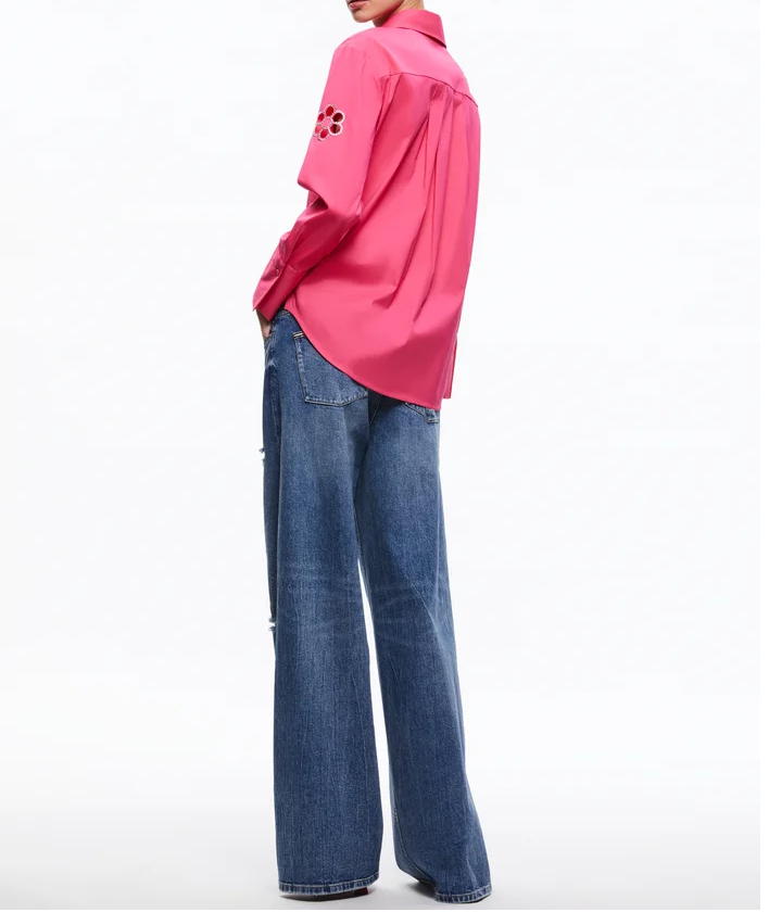 Pink Cutwork Beaded Shirt