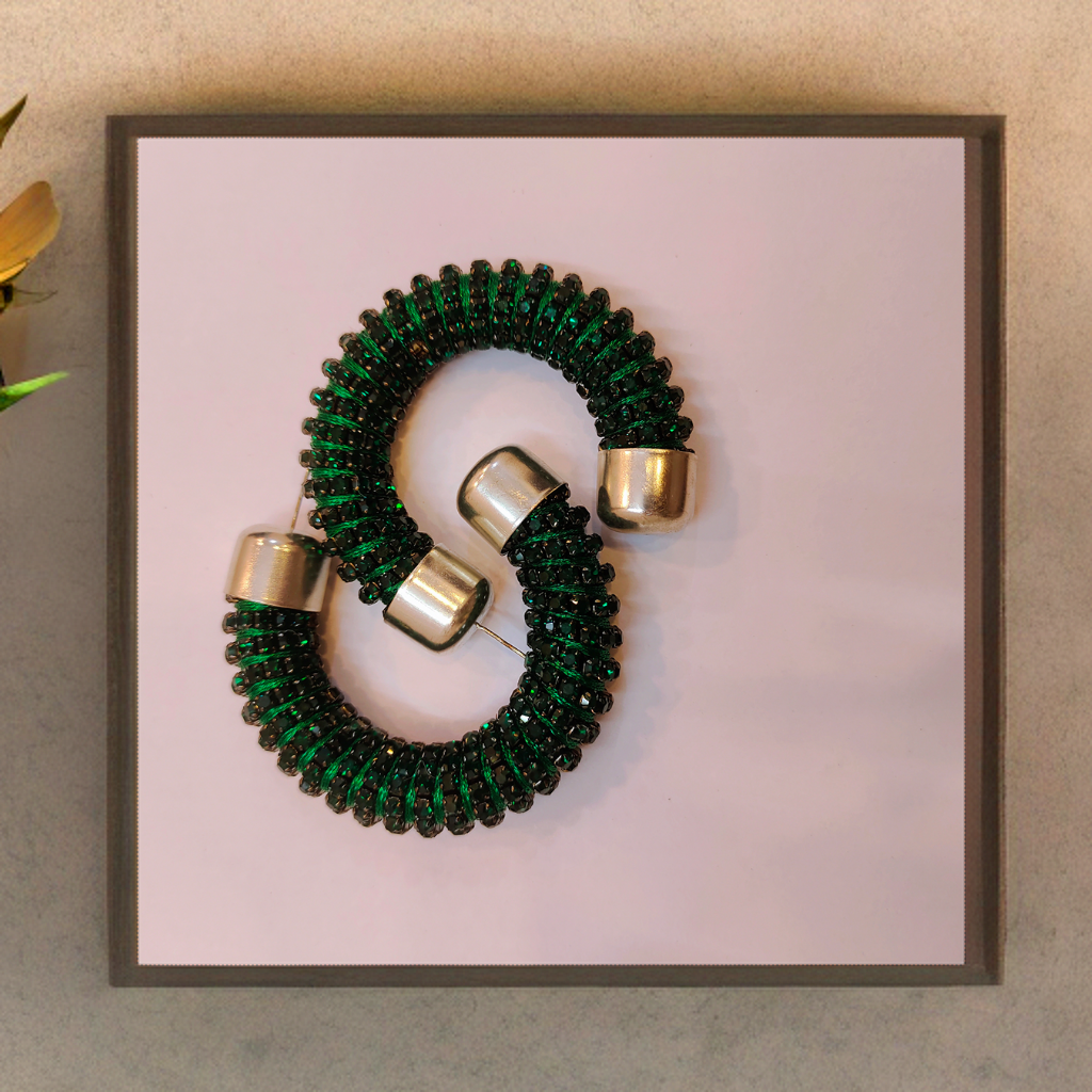 Oversized Hoops in Bottle Green