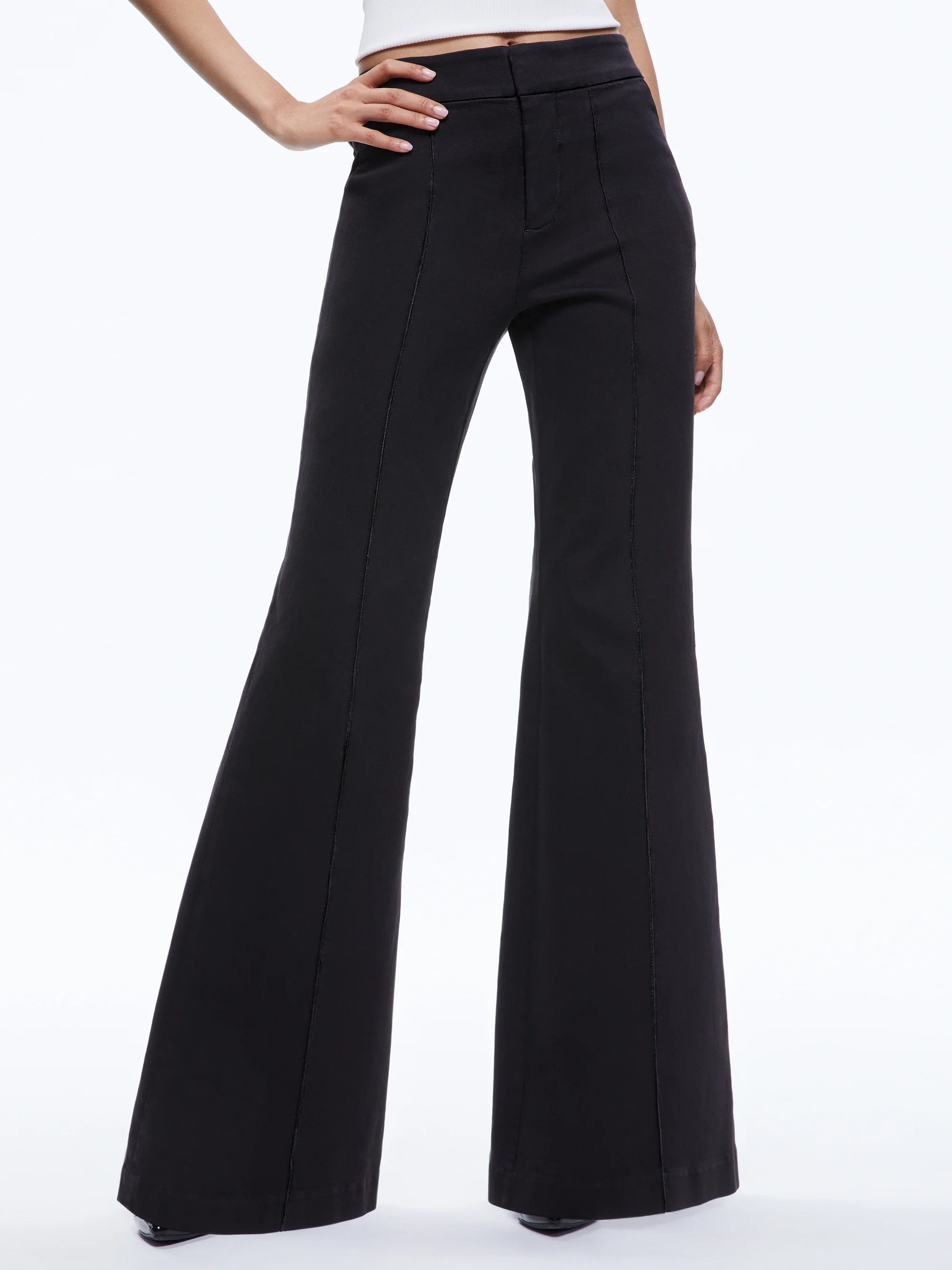 Black Center Pintuck Wide leg Pants