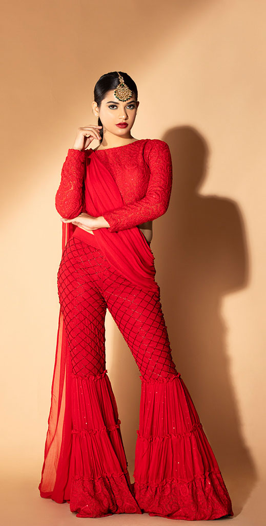 Red Sharara set