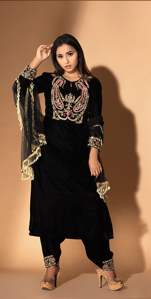 Black Velvet Suit Set