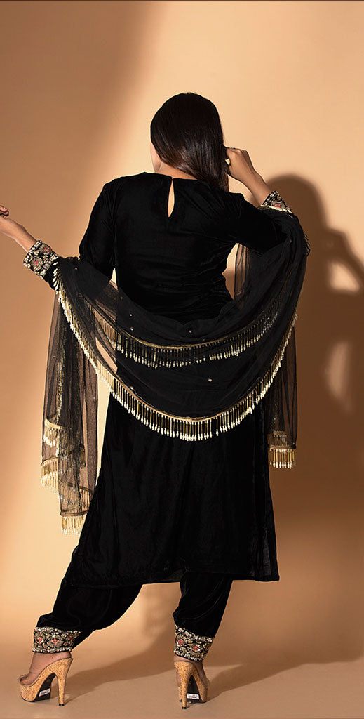 Black Velvet Suit Set