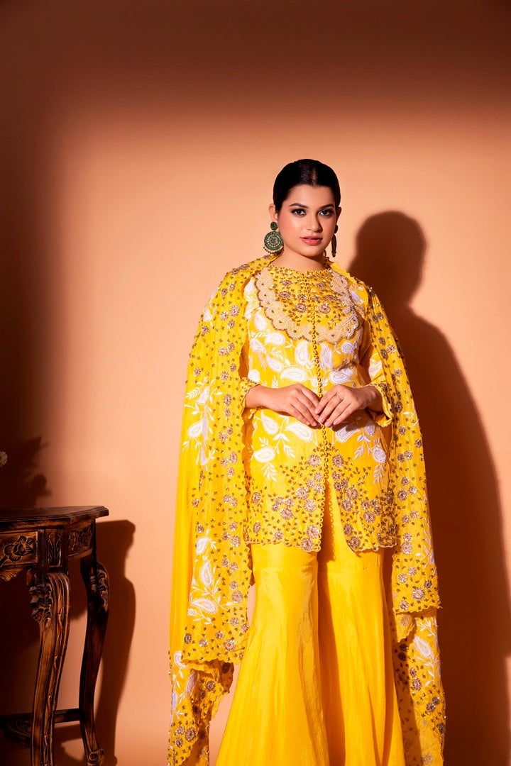 Yellow sharara suit