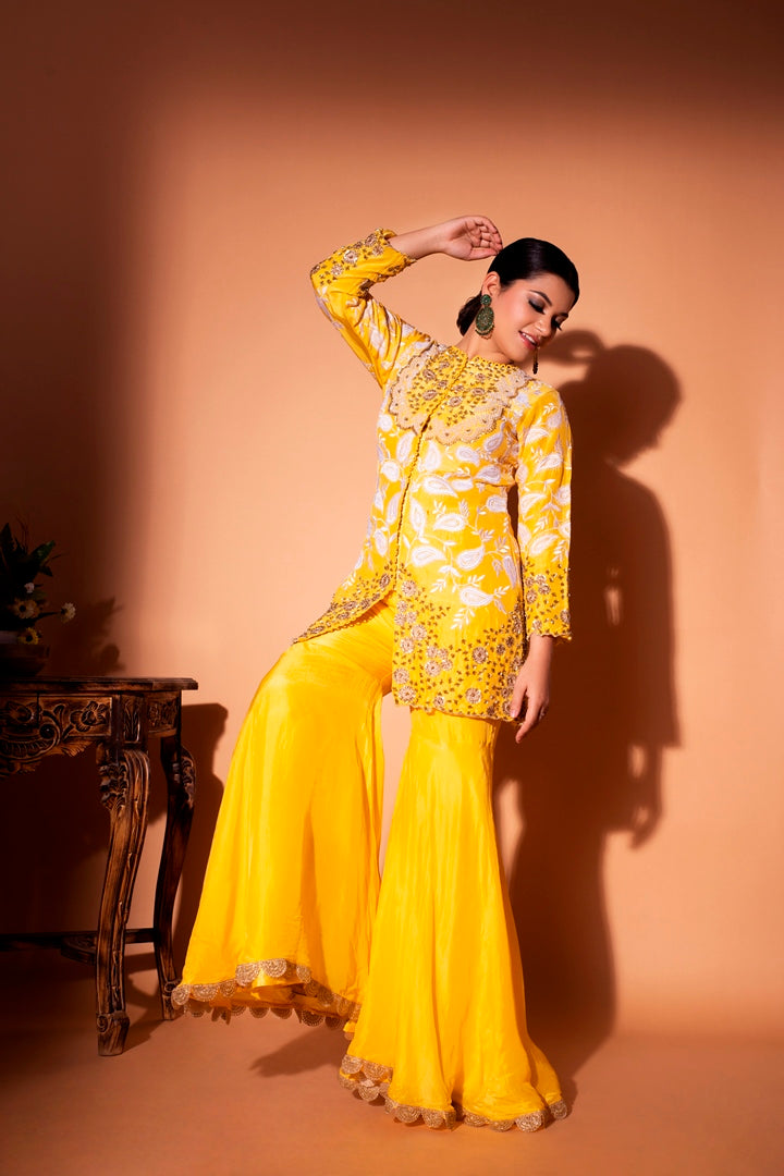 Yellow sharara suit