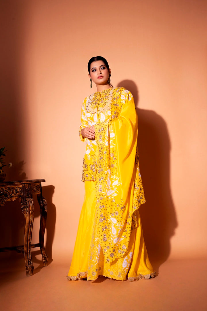Yellow sharara suit