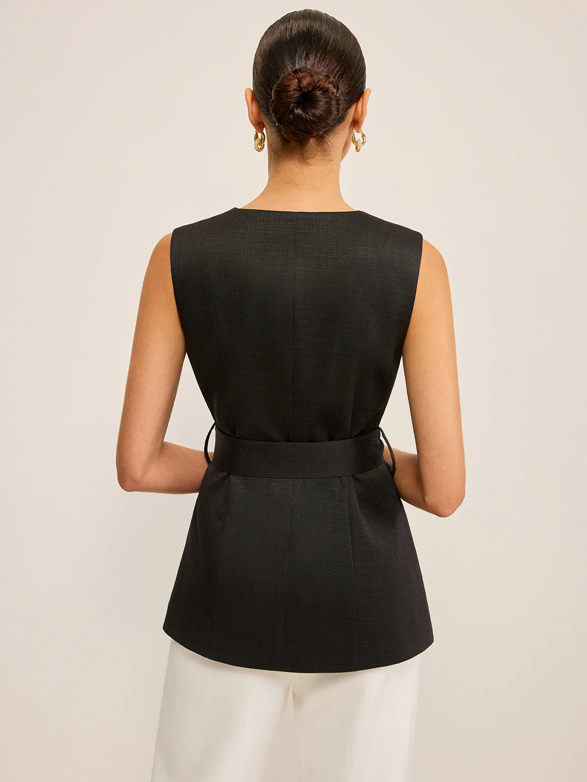 3D Embroidered belted vest Jacket