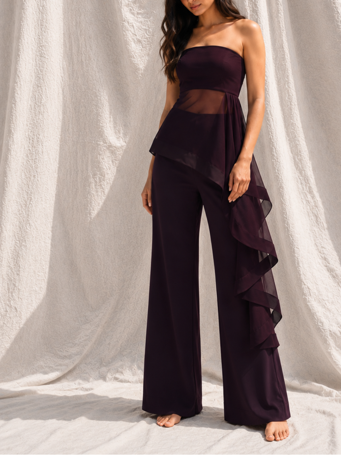 Asymmetric Sheer Drape Top