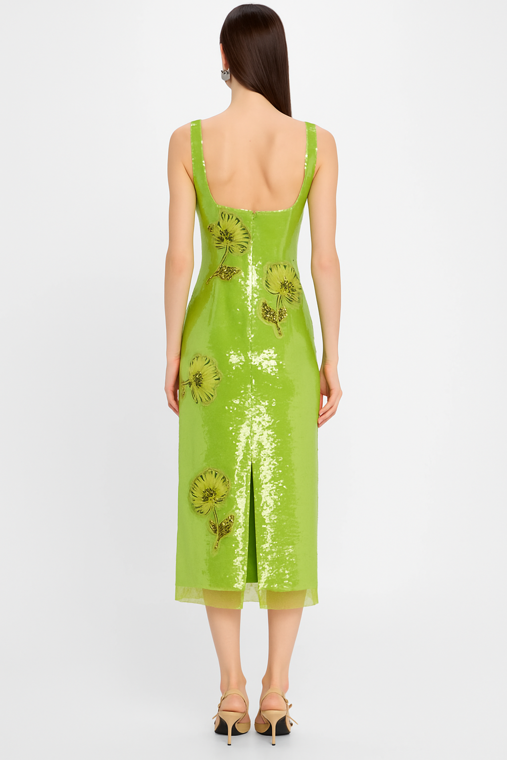 Lime-Green Sparkle and Gold Dress