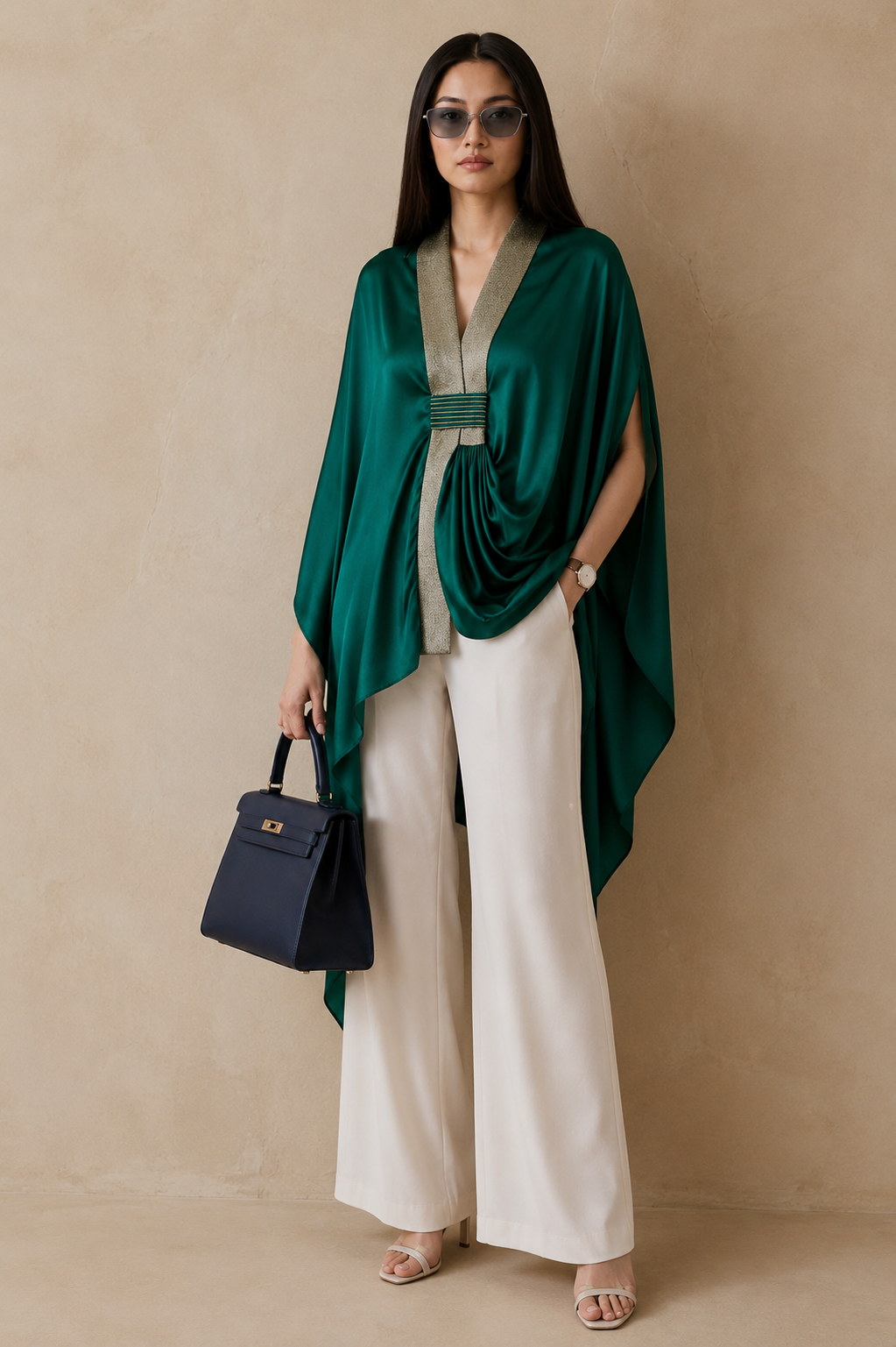 Emerald Drape Kaftan Top
