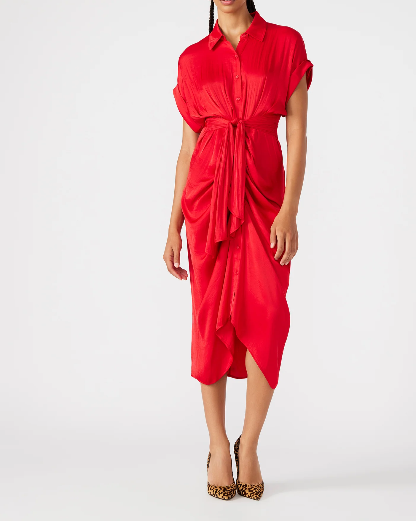 Scarlet Drape-Tie Shirt Dress