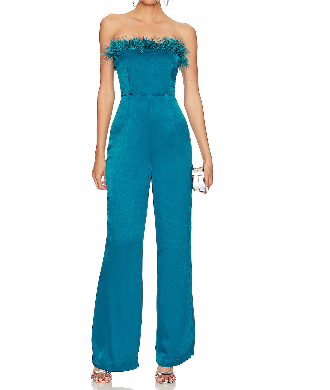 Teal Blue Fur Tube  Jumpsuit
