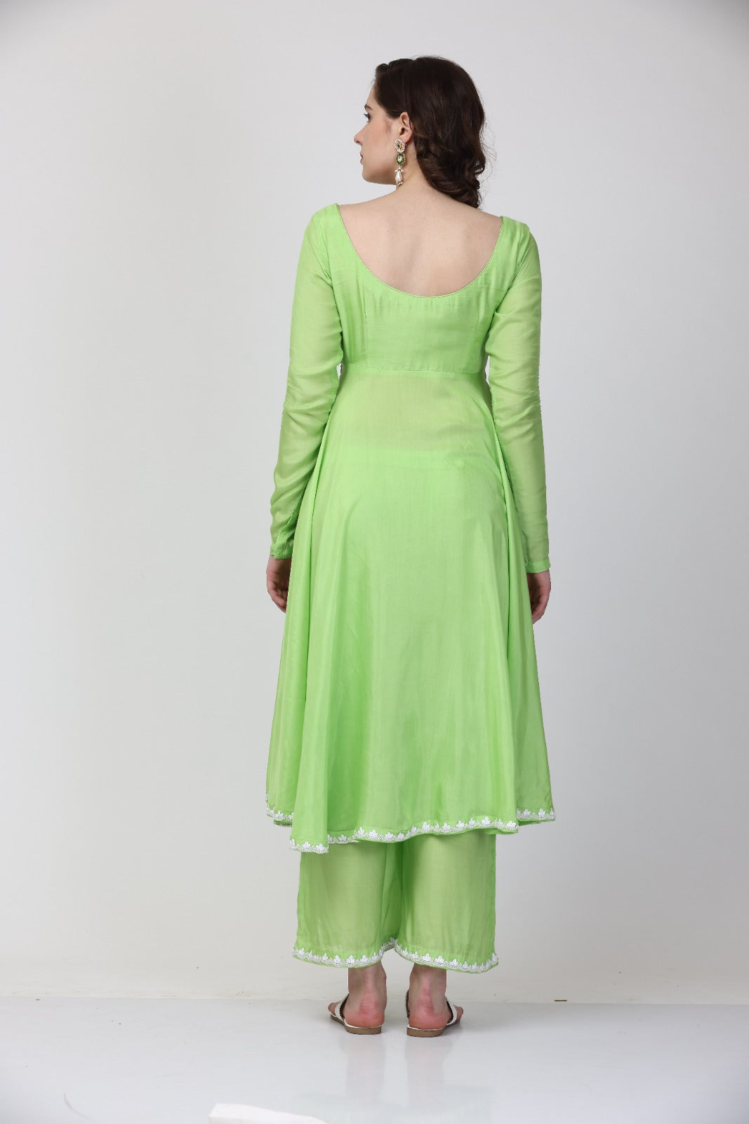 Green Muslin Anarkali suit set