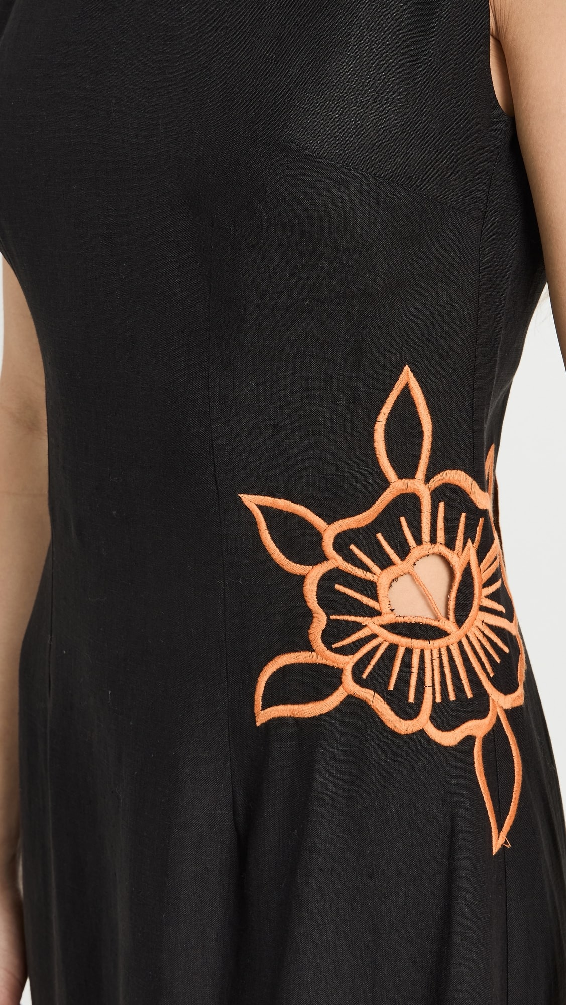 Linen Waist embroidered summer dress