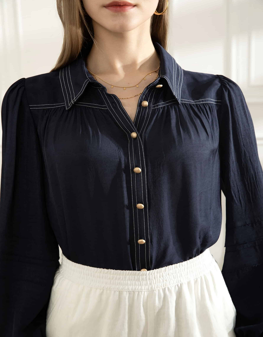 Thread Detailing Collar Shirt