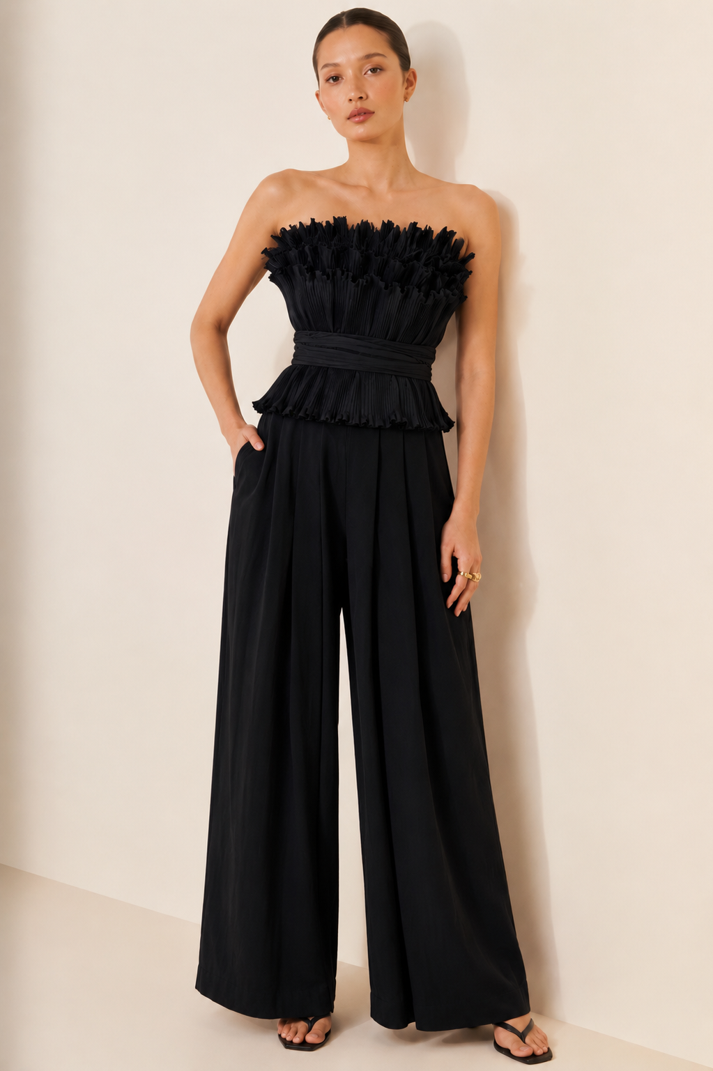 Raven Pleated Top and pants Set