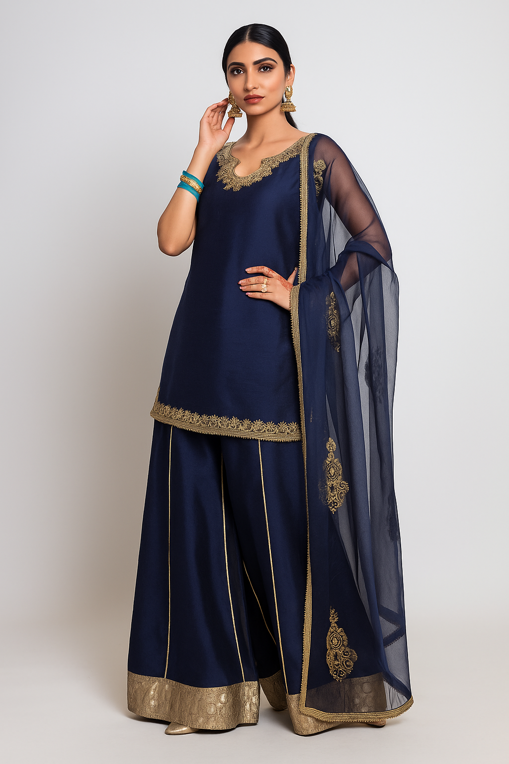 Sunehri Saaj Blue Sharara Set