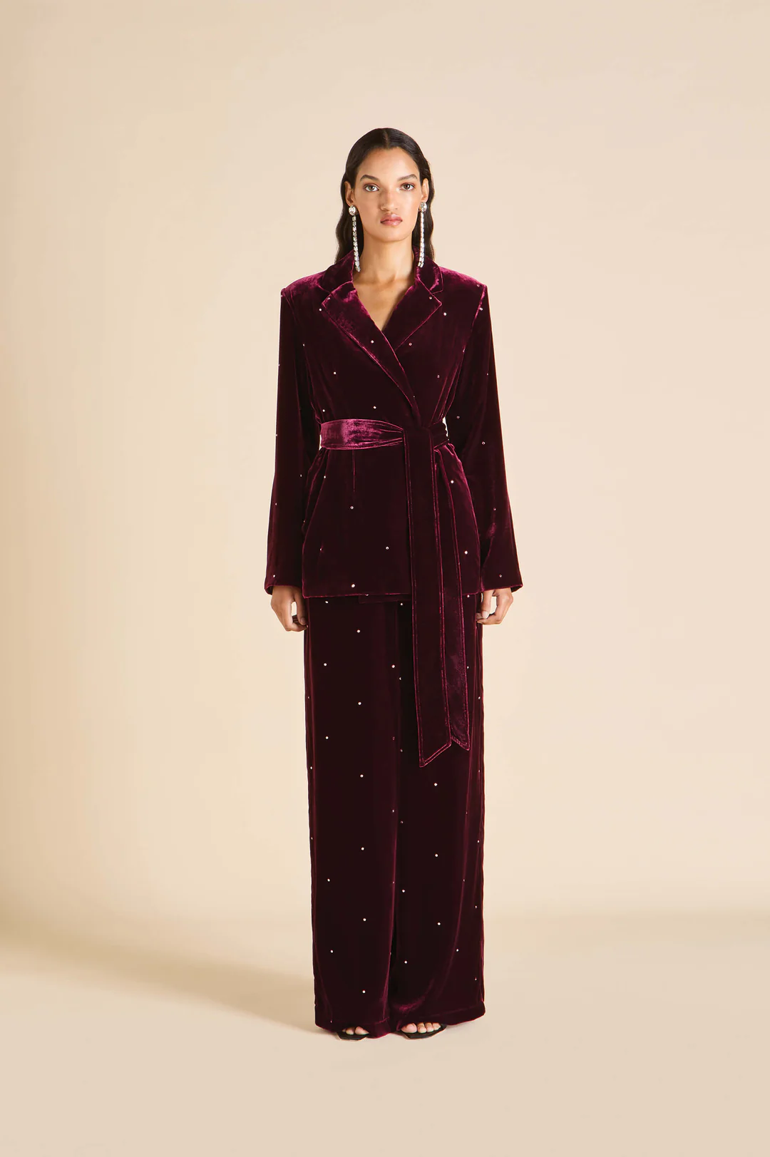 Glint Red Silk velvet paint suit