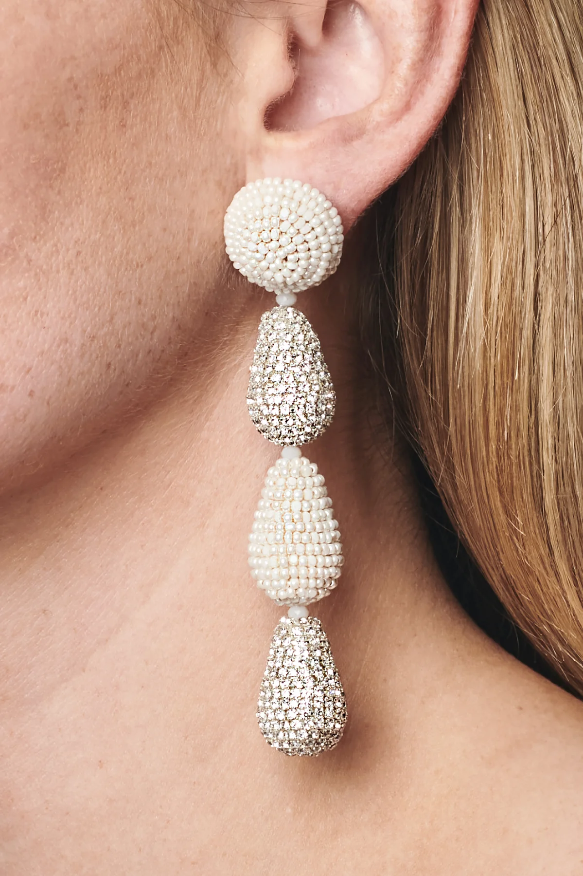 Smooth White Crystal Earrings