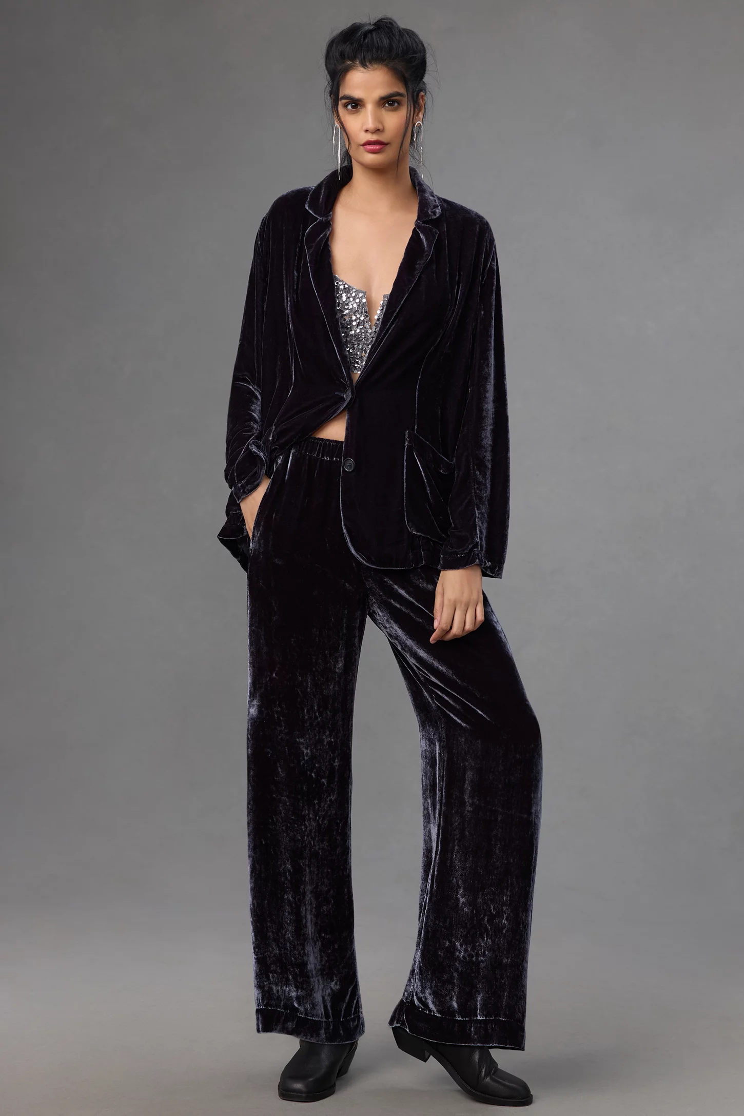 Velvet Pocket Pant Set