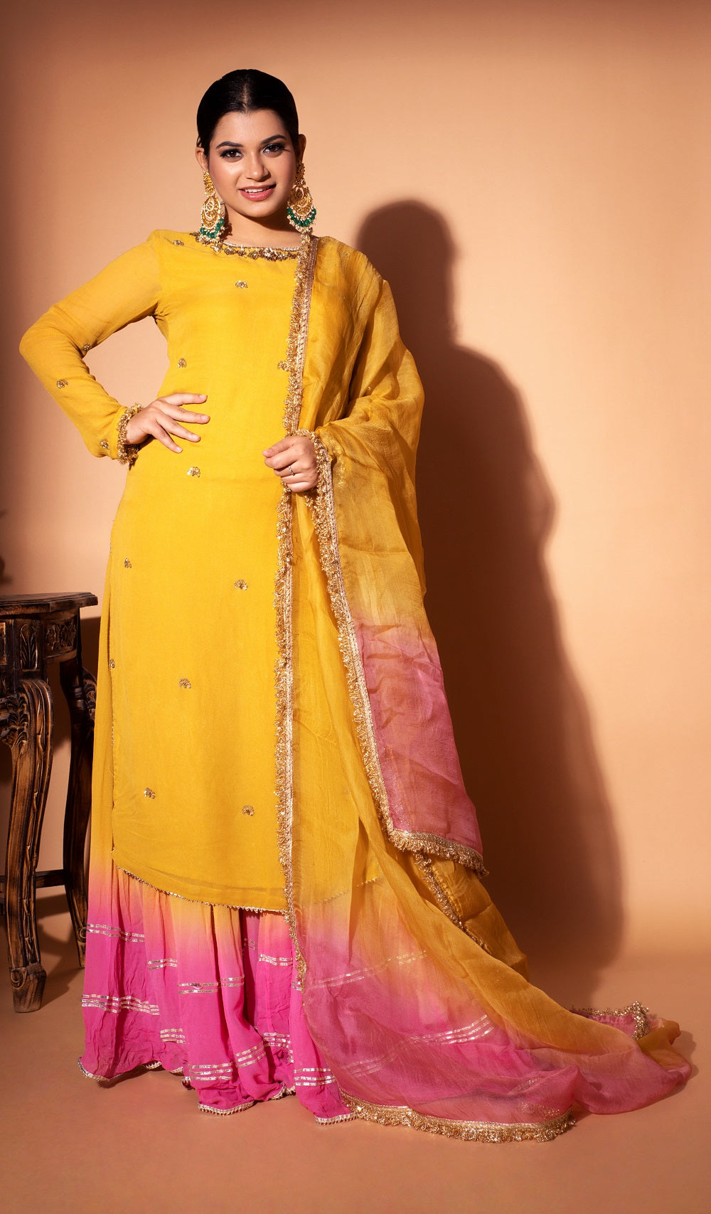 Two tone sharara and Kurta Set